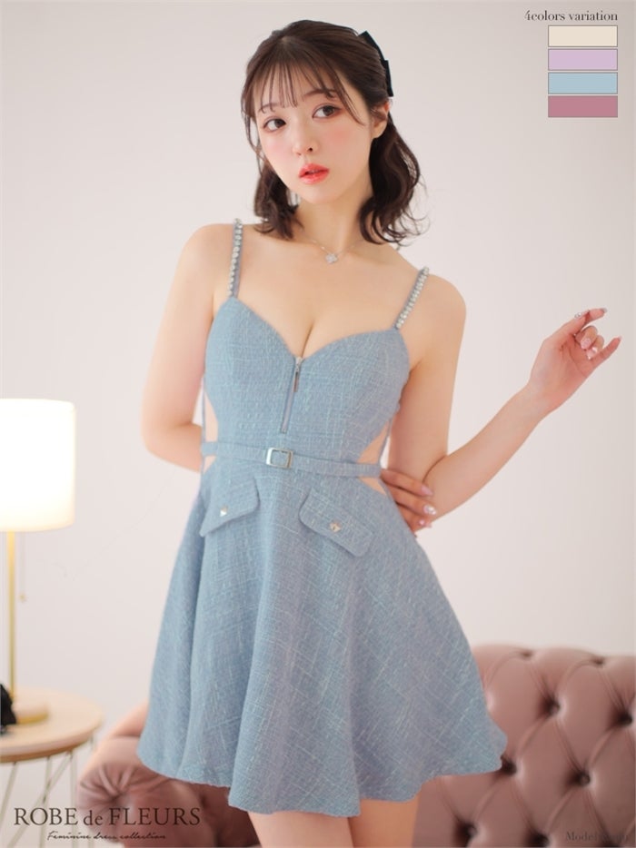 【ROBE de FLEURS SALE】【ROBE de FLEURS SALE】ROBE de FLEURS ローブドフルール 【XSサイズあり】サイドシアーフレアキャミキャバドレス fm3225-s26