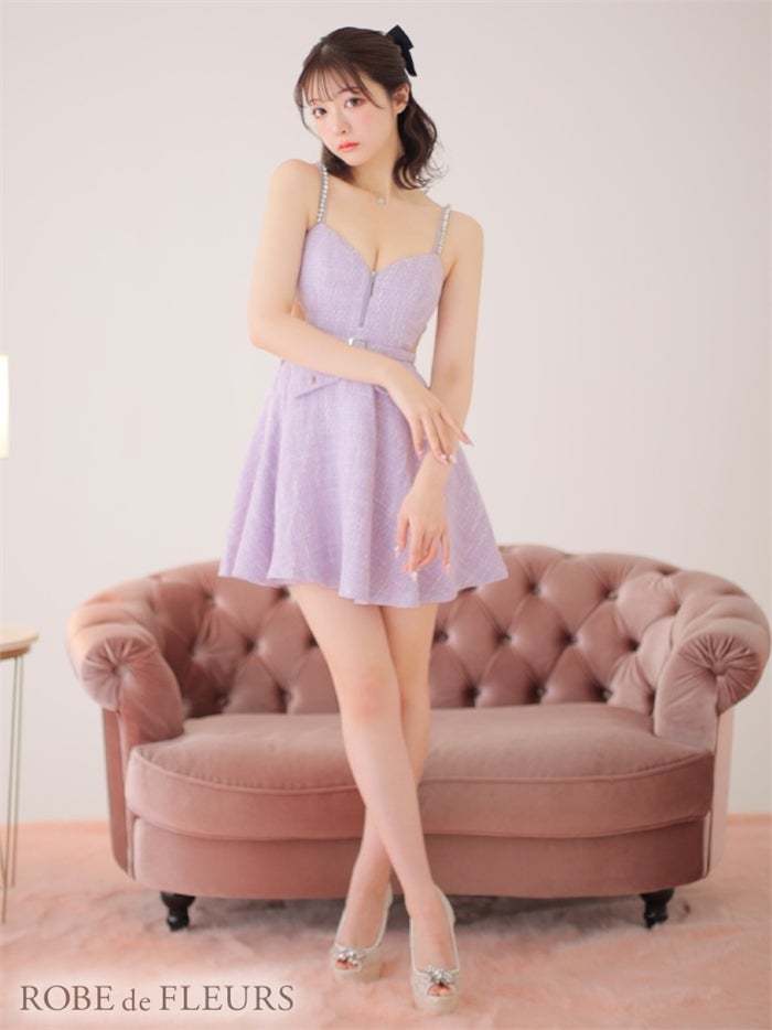 【ROBE de FLEURS SALE】【ROBE de FLEURS SALE】ROBE de FLEURS ローブドフルール 【XSサイズあり】サイドシアーフレアキャミキャバドレス fm3225-s26
