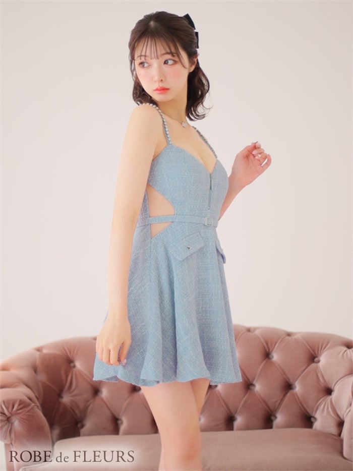 【ROBE de FLEURS SALE】【ROBE de FLEURS SALE】ROBE de FLEURS ローブドフルール 【XSサイズあり】サイドシアーフレアキャミキャバドレス fm3225-s26