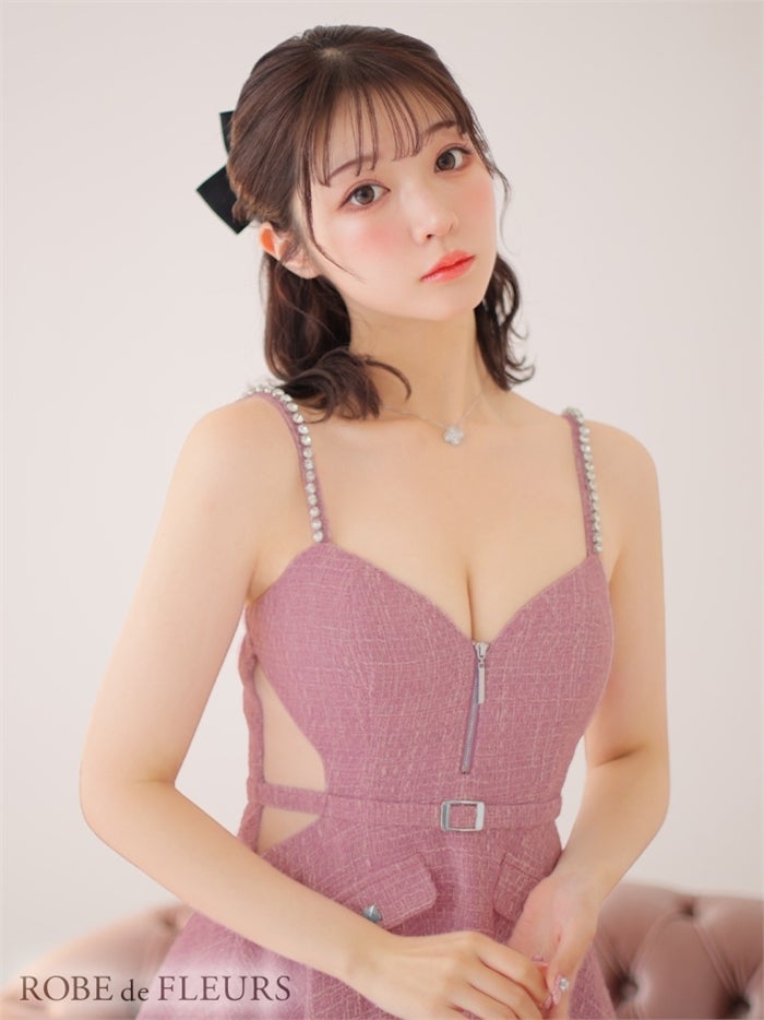 【ROBE de FLEURS SALE】【ROBE de FLEURS SALE】ROBE de FLEURS ローブドフルール 【XSサイズあり】サイドシアーフレアキャミキャバドレス fm3225-s26