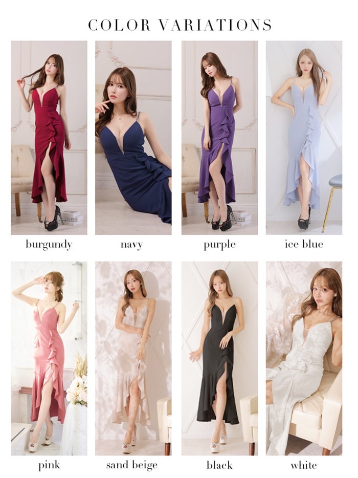 【ROBE de FLEURS SALE】Glossy ローブドフルールグロッシー 【Lサイズあり】バックレースアップアシンメトリーフリルマーメイドキャバドレス gl2716-s26