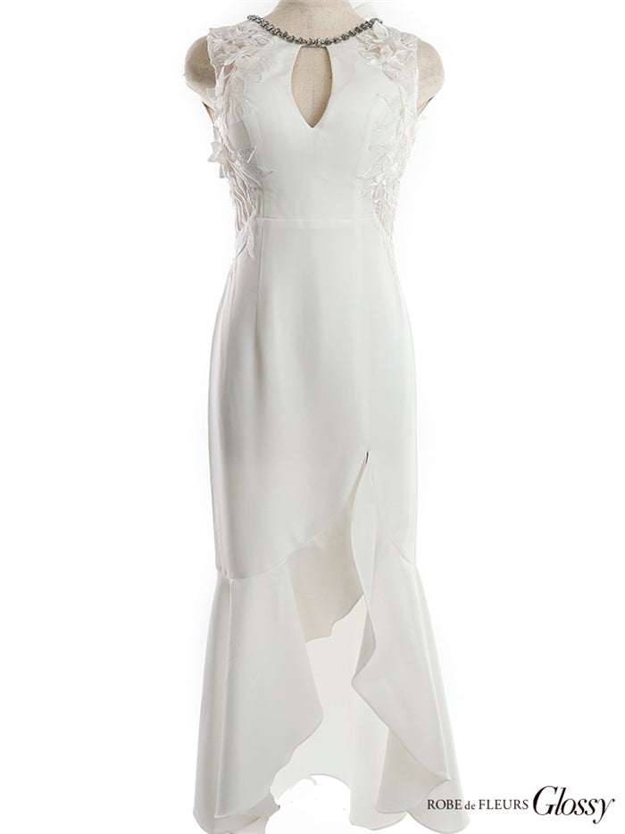 【ROBE de FLEURS SALE】Glossy ローブドフルールグロッシー バストカット×サイドフラワーレースロングキャバドレス gl2769-s26