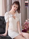 【ROBE de FLEURS SALE】Glossy ローブドフルールグロッシー 【XSサイズあり】【ストレッチあり】袖ありリブニット×バストカットパールミニキャバドレス gl2850-s26