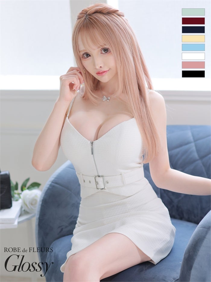 【ROBE de FLEURS SALE】Glossy ローブドフルールグロッシー 【XSサイズあり】Zipper × belt setup cami dress gl2855-s26