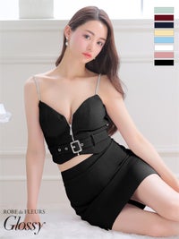 【ROBE de FLEURS SALE】Glossy ローブドフルールグロッシー 【XSサイズあり】Zipper × belt setup cami dress gl2855-s26