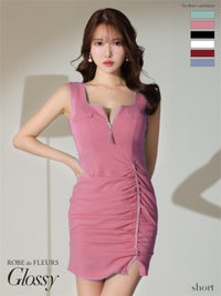 【ROBE de FLEURS SALE】Glossy ローブドフルールグロッシー 【XS～Lサイズあり】ジッパースタッズシンプルタイトキャバドレス gl2862-s26