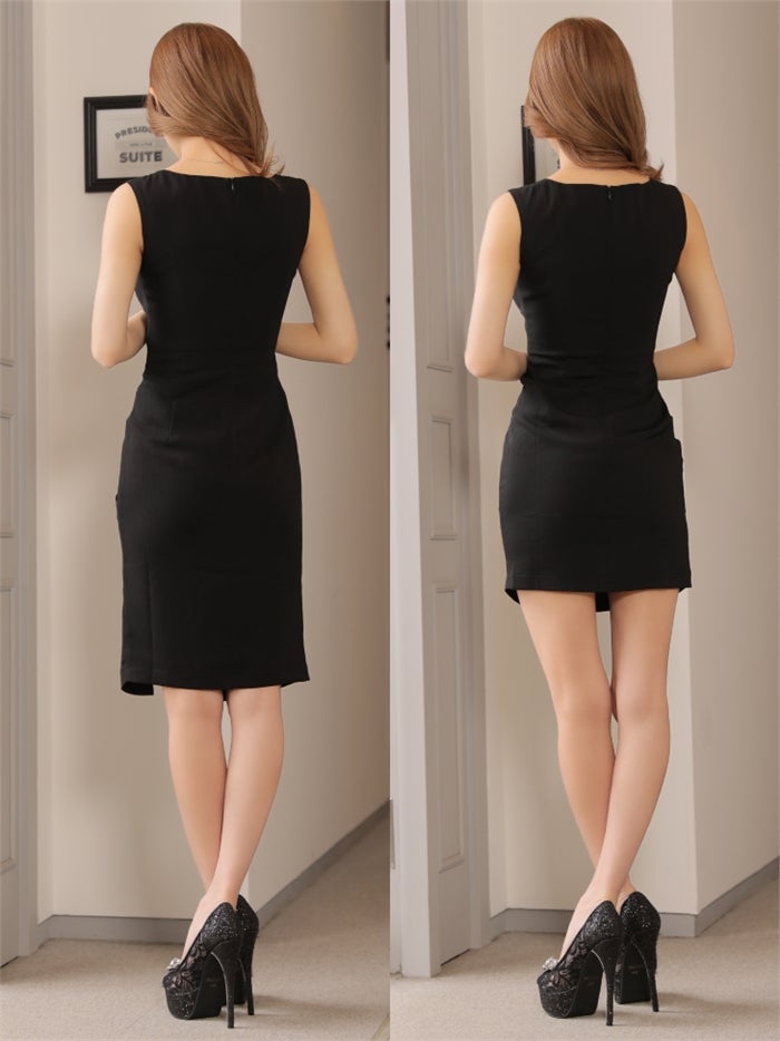 【ROBE de FLEURS SALE】Glossy ローブドフルールグロッシー 【XS～Lサイズあり】ジッパースタッズシンプルタイトキャバドレス gl2862-s26