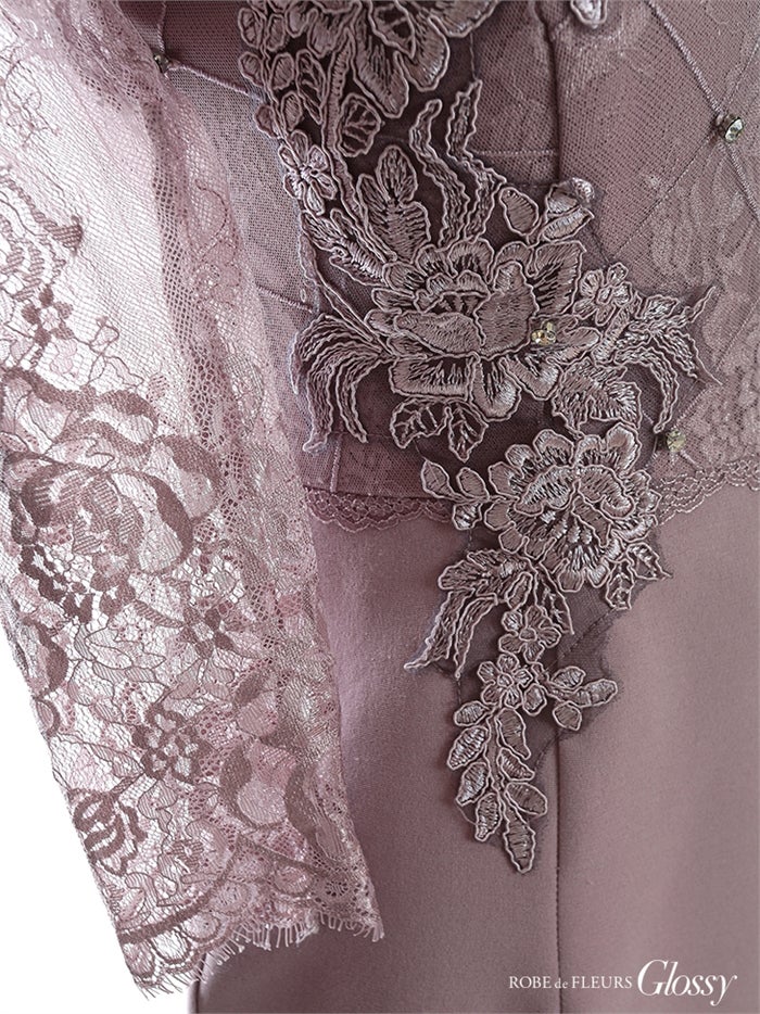 【ROBE de FLEURS SALE】Glossy ローブドフルールグロッシー 【XS～Lサイズあり】レースブロックチュールｘロングスリーブタイトミニ gl2535-s26