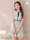 【ROBE de FLEURS SALE】ROBE de FLEURS ローブドフルール 【XSサイズあり】リボンｘ立体フラワーレースフレアミニキャバドレス fm2590-s26