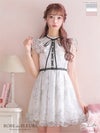 【ROBE de FLEURS SALE】ROBE de FLEURS ローブドフルール 【XSサイズあり】リボンｘ立体フラワーレースフレアミニキャバドレス fm2590-s26