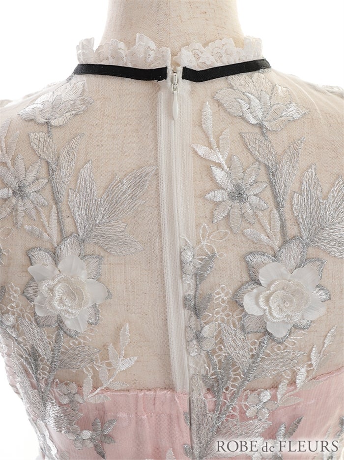 【ROBE de FLEURS SALE】ROBE de FLEURS ローブドフルール 【XSサイズあり】リボンｘ立体フラワーレースフレアミニキャバドレス fm2590-s26