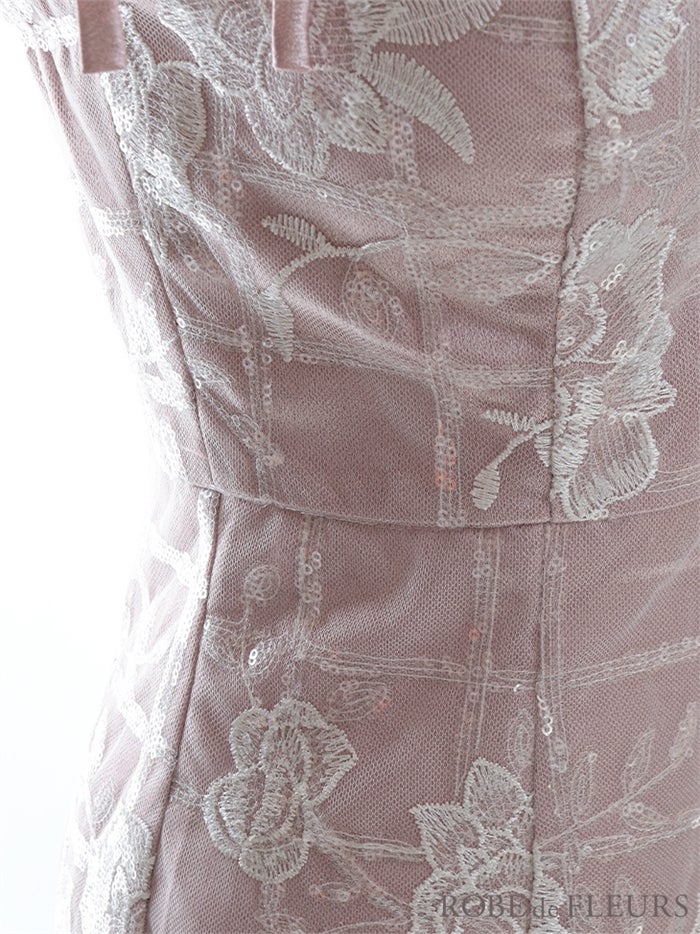 【ROBE de FLEURS SALE】ROBE de FLEURS ローブドフルール 【XSサイズあり】格子柄フラワーレースｘリボン付きフリル袖キャバドレス fm2653-s26