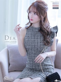 【ROBE de FLEURS SALE】DEA. ディア バイ ローブドフルール 【XS~Lサイズあり】ツイード×アシンメトリータイトミニキャバドレス de2557-s26