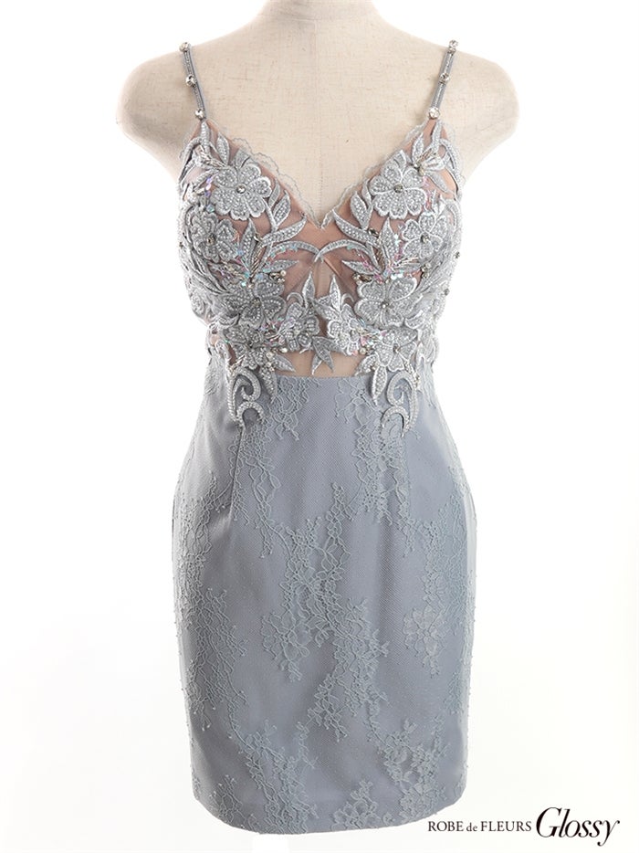 【ROBE de FLEURS SALE】Glossy ローブドフルールグロッシー 【XSサイズあり】フラワーモチーフｘタイトキャミキャバドレス gl2604-s26