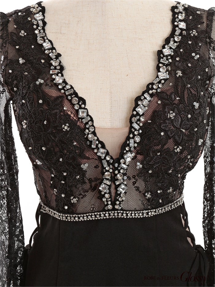 【ROBE de FLEURS SALE】Glossy ローブドフルールグロッシー 【XS～Lサイズあり】スパンコールｘサイドリボンミニキャバドレス gl2808-s26