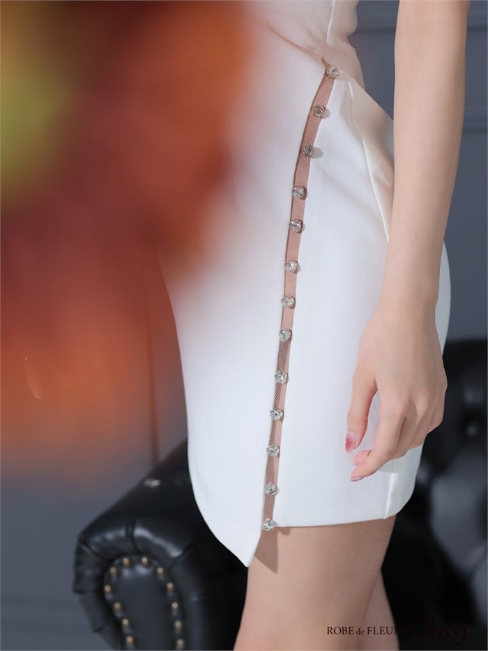 【ROBE de FLEURS SALE】Glossy ローブドフルールグロッシー 【XSサイズあり】ジッパー×ストレッチタイトミニキャバドレス gl2727-s26