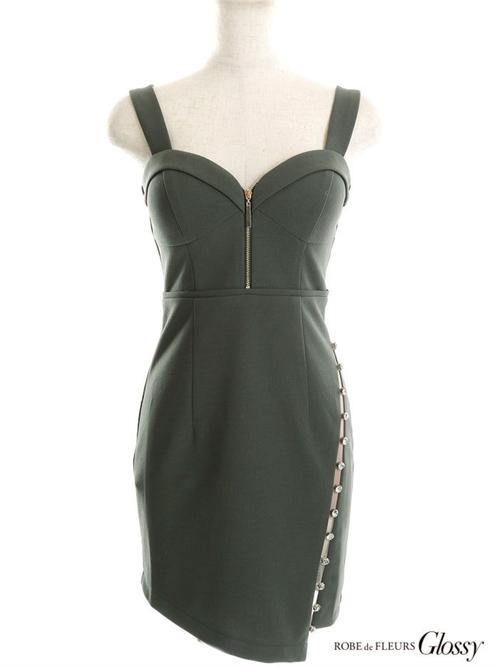 【ROBE de FLEURS SALE】Glossy ローブドフルールグロッシー 【XSサイズあり】ジッパー×ストレッチタイトミニキャバドレス gl2727-s26
