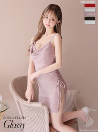 【ROBE de FLEURS SALE】Glossy ローブドフルールグロッシー 【XSサイズあり】ラメニット×ビジューキャミミニキャバドレス gl2929-s26