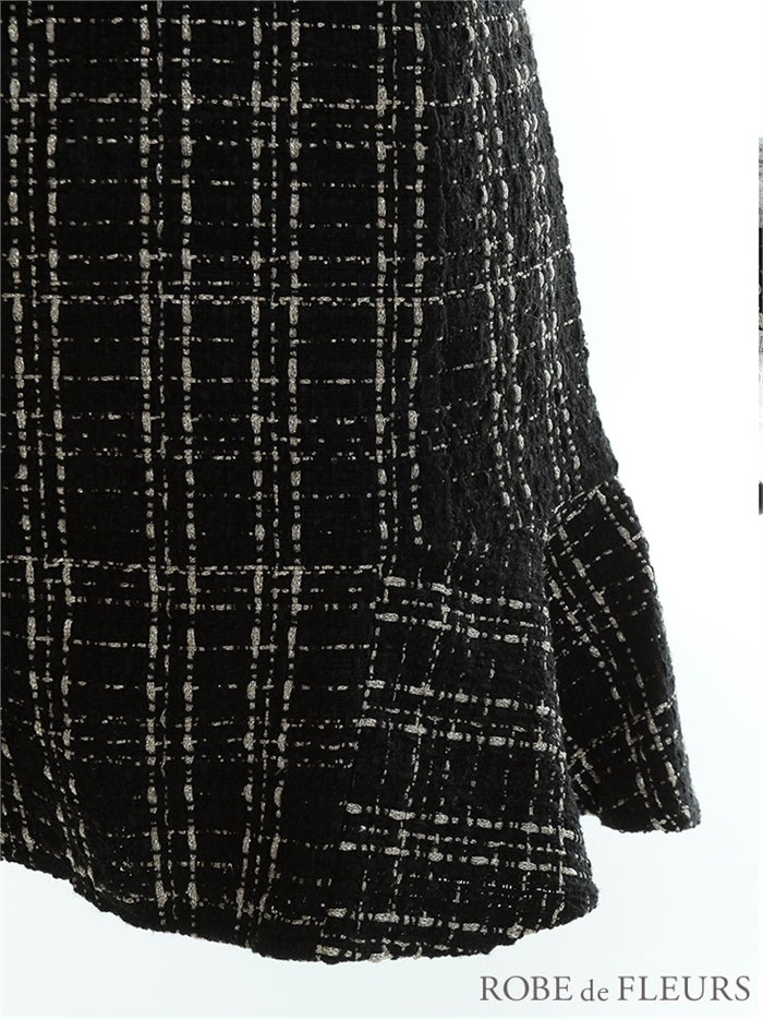 【ROBE de FLEURS SALE】ROBE de FLEURS ローブドフルール 【XSサイズあり】ツイードｘパールチュールセットアップキャバドレス fm2652-s26