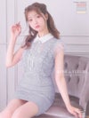 【ROBE de FLEURS SALE】ROBE de FLEURS ローブドフルール 【XS～Lサイズあり】ビジュー襟×フラワーレースタイトミニキャバドレス(fm2422） fm2422-s26