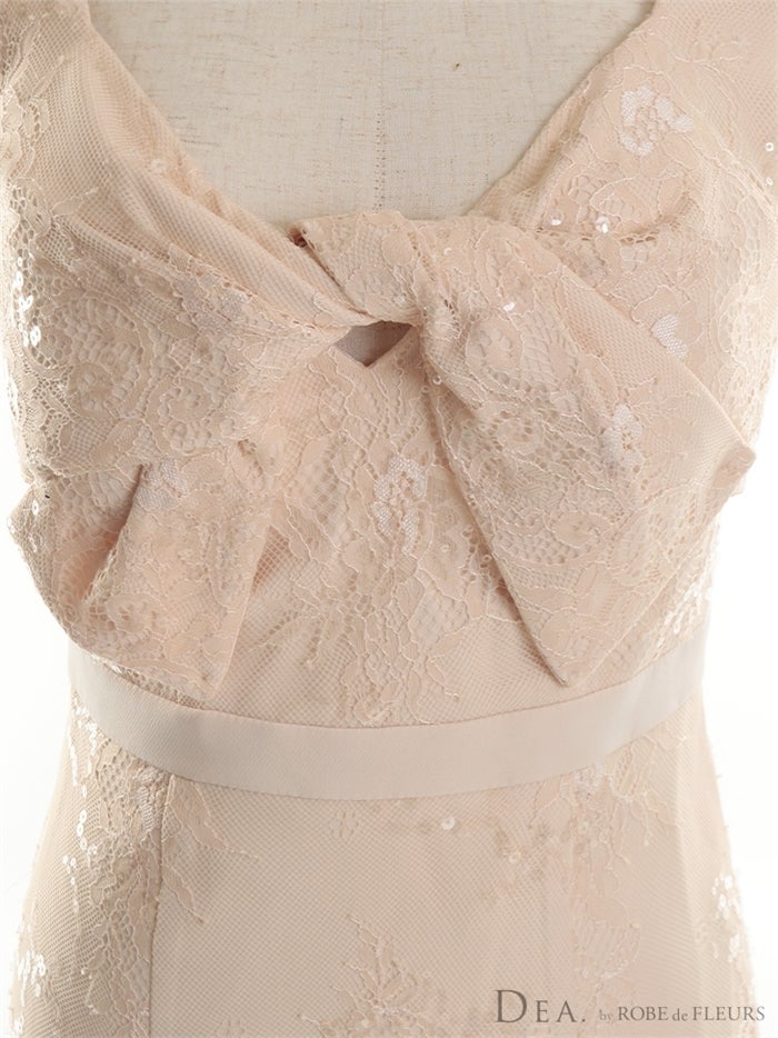 【ROBE de FLEURS SALE】DEA. ディア バイ ローブドフルール スパンコール付きレースｘシンプルリボンミニキャバドレス de2814-s26