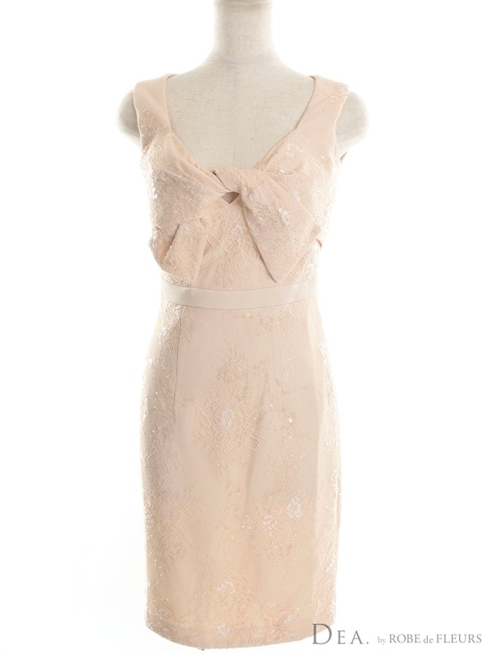 【ROBE de FLEURS SALE】DEA. ディア バイ ローブドフルール スパンコール付きレースｘシンプルリボンミニキャバドレス de2814-s26