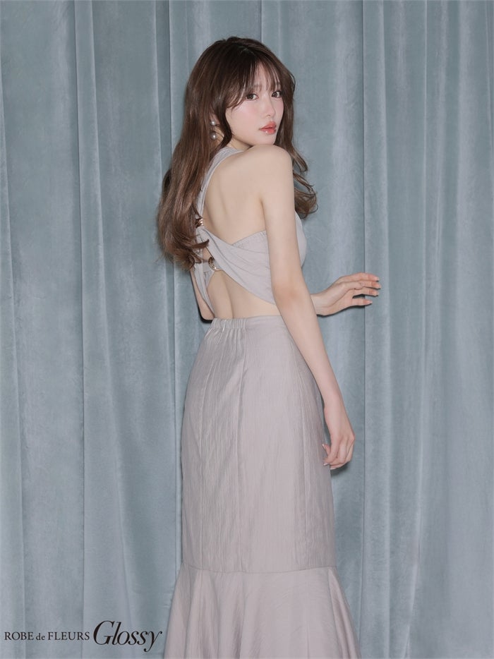 ROBE de FLEURS サテンギャザーマーメイドセットアップロングキャバ