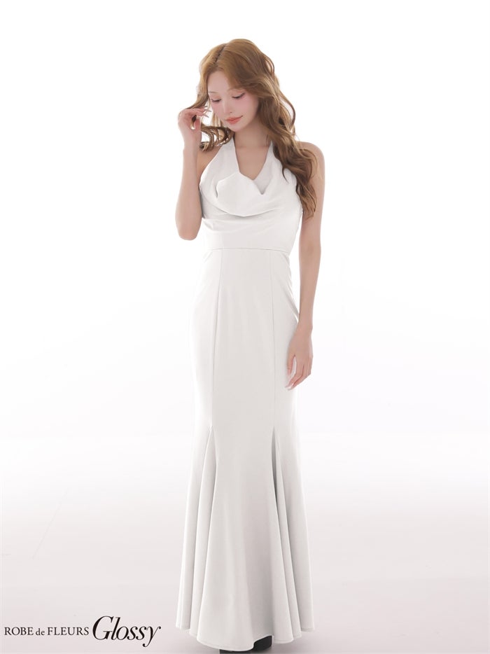 ROBE de FLEURS 【XS～Lサイズあり】 ラメニットドレープホルターマーメイドロングキャバドレス gl4662-c
