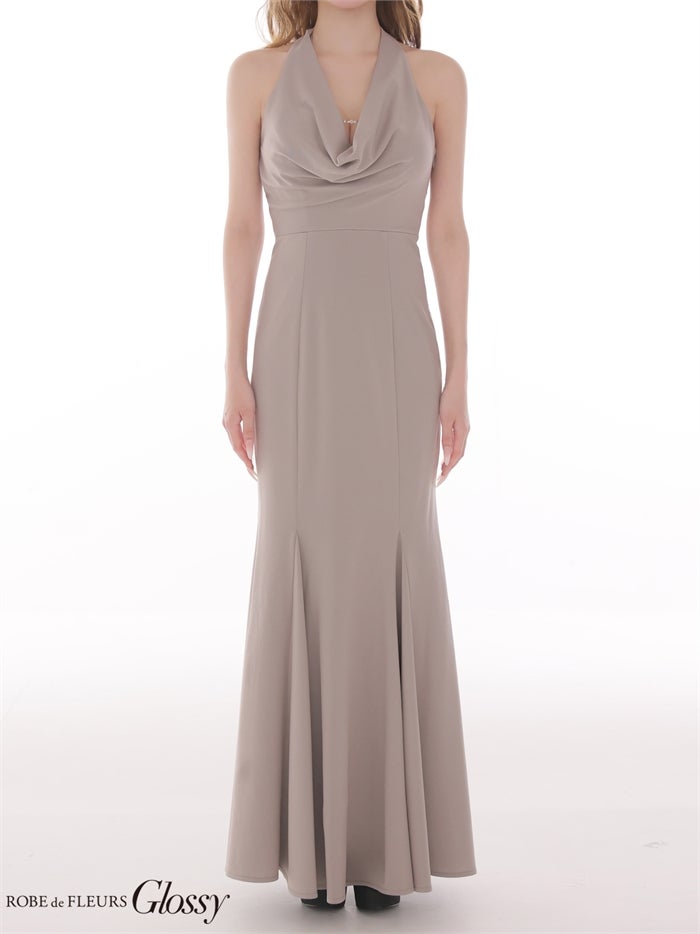 ROBE de FLEURS 【XS～Lサイズあり】 ラメニットドレープホルターマーメイドロングキャバドレス gl4662-c