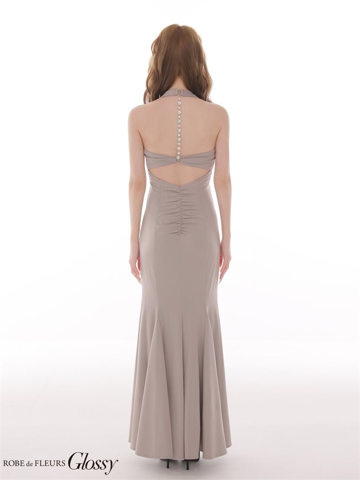 ROBE de FLEURS 【XS～Lサイズあり】 ラメニットドレープホルターマーメイドロングキャバドレス gl4662-c