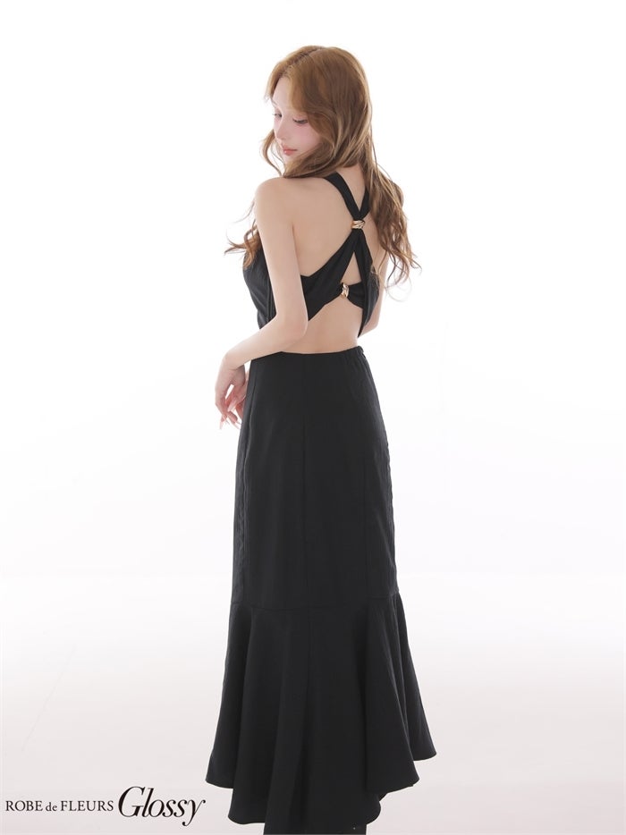 ROBE de FLEURS サテンギャザーマーメイドセットアップロングキャバドレス gl4629