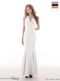 ROBE de FLEURS 【XS～Lサイズあり】 ラメニットドレープホルターマーメイドロングキャバドレス gl4662