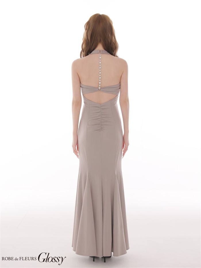 ROBE de FLEURS 【XS～Lサイズあり】 ラメニットドレープホルターマーメイドロングキャバドレス gl4662
