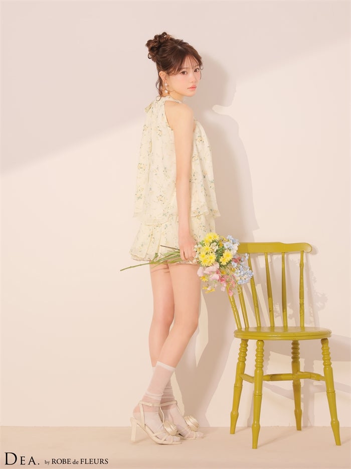DEA. ディア バイ ローブドフルール 【XS～Lサイズあり】フラワーシフォンフレアセットアップミニキャバドレス de4689-c