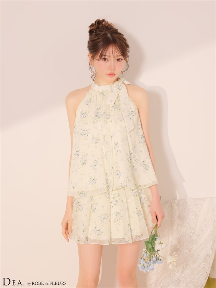 DEA. ディア バイ ローブドフルール 【XS～Lサイズあり】フラワーシフォンフレアセットアップミニキャバドレス de4689-c