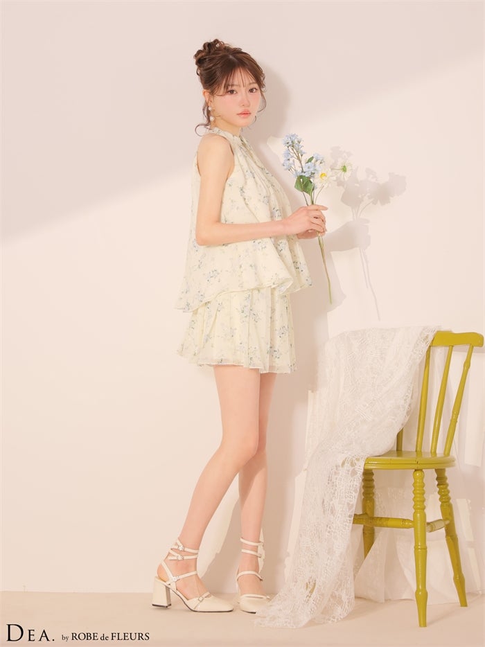 DEA. ディア バイ ローブドフルール 【XS～Lサイズあり】フラワーシフォンフレアセットアップミニキャバドレス de4689-c