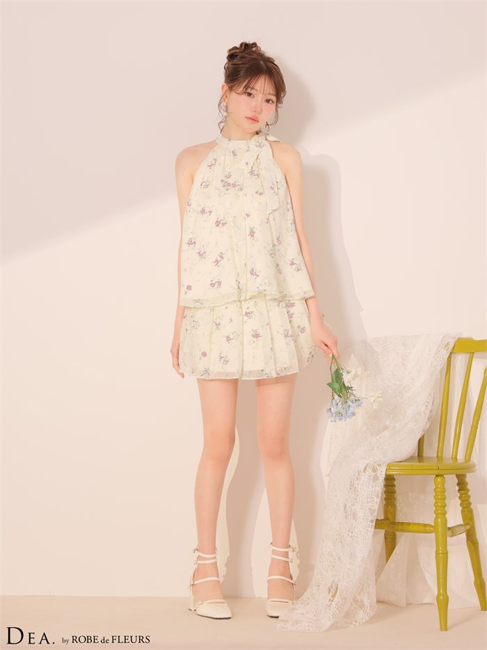 DEA. ディア バイ ローブドフルール 【XS～Lサイズあり】フラワーシフォンフレアセットアップミニキャバドレス de4689-c