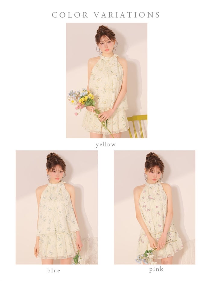 DEA. ディア バイ ローブドフルール 【XS～Lサイズあり】フラワーシフォンフレアセットアップミニキャバドレス de4689-c