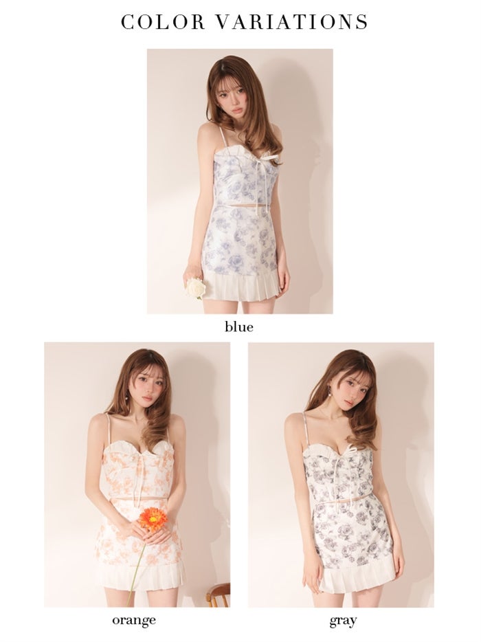 【6月上旬頃入荷予定】 ROBE de FLEURS ローブドフルール 【XSサイズあり】 フラワープリーツリボンセットアップミニキャバドレス fm5005-c