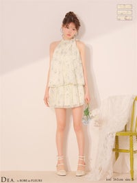  DEA. ディア バイ ローブドフルール 【XS～Lサイズあり】フラワーシフォンフレアセットアップミニキャバドレス de4689