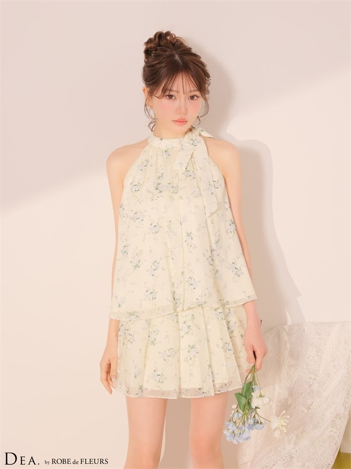  DEA. ディア バイ ローブドフルール 【XS～Lサイズあり】フラワーシフォンフレアセットアップミニキャバドレス de4689