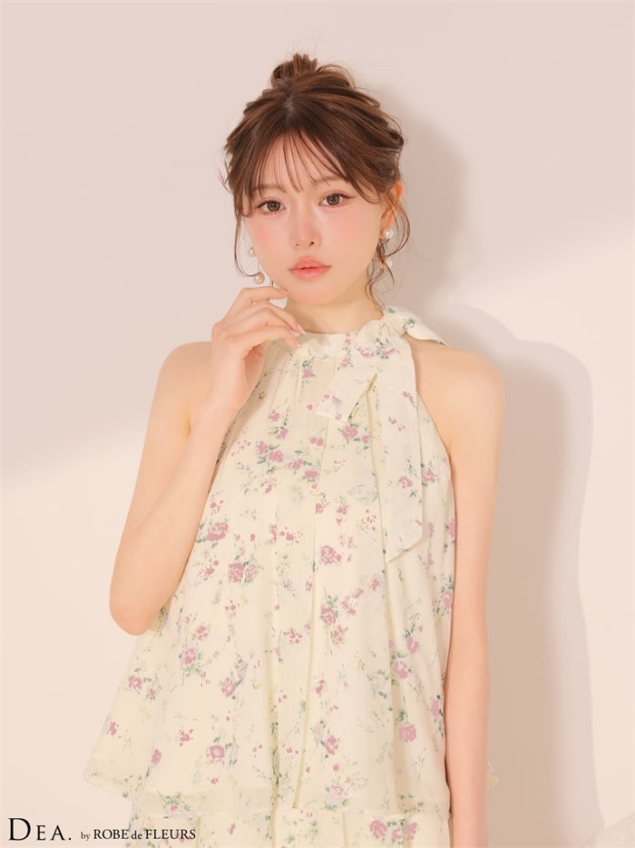  DEA. ディア バイ ローブドフルール 【XS～Lサイズあり】フラワーシフォンフレアセットアップミニキャバドレス de4689