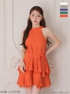 ROBE de FLEURS ローブドフルール 【XSサイズあり】 ホルターリボンレースプリーツミニキャバドレス fm4614