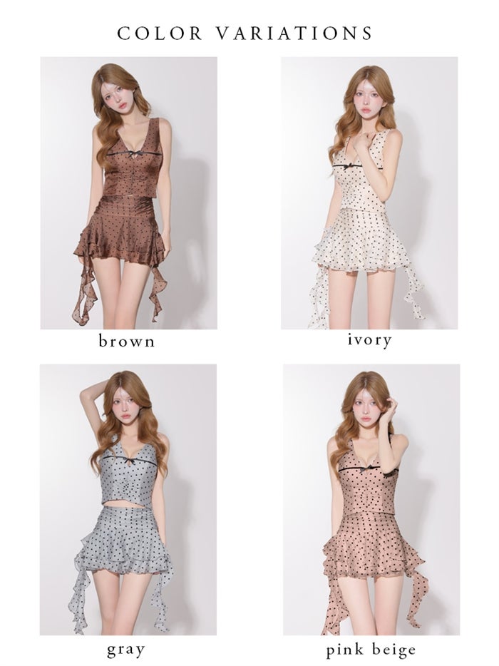 ROBE de FLEURS anier.ROBE ローブドフルール アニエルローブ 【XSサイズあり】 sheer dot frill setup dress fm-anier4074-c