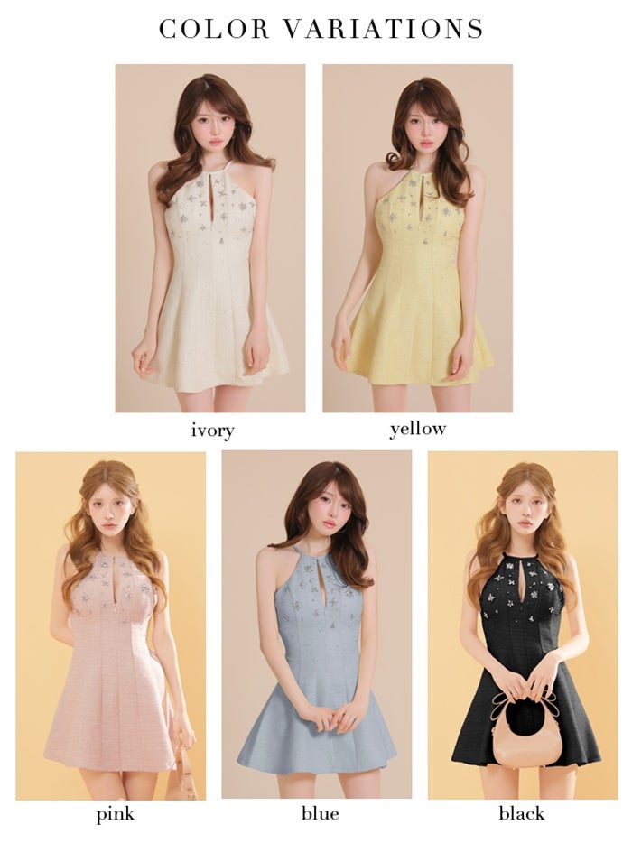 ROBE de FLEURS ローブドフルール 【XSサイズあり】ホルタービジューラメツイードミニキャバドレス fm4362-c