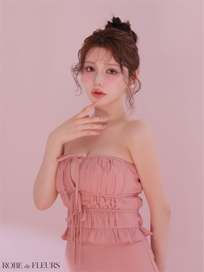 ROBE de FLEURS ローブドフルール 【XSサイズあり】 バストカットギャザーセットアップタイトミニキャバドレス fm4650-c
