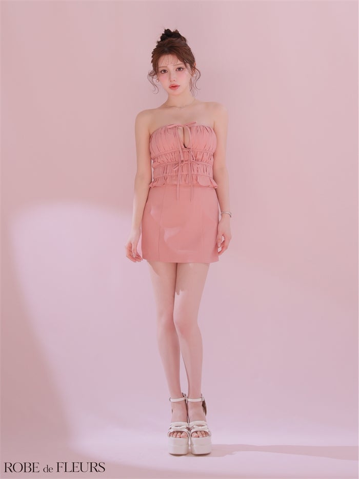 ROBE de FLEURS ローブドフルール 【XSサイズあり】 バストカットギャザーセットアップタイトミニキャバドレス fm4650-c