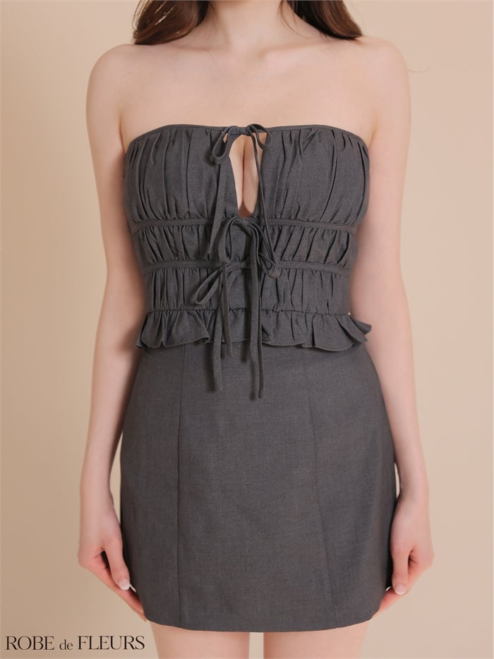 ROBE de FLEURS ローブドフルール 【XSサイズあり】 バストカットギャザーセットアップタイトミニキャバドレス fm4650-c