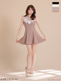 ROBE de FLEURS ローブドフルール 【XSサイズあり】フラワーレースリボンフレアミニキャバドレス fm4911-c