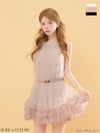 ROBE de FLEURS ローブドフルール 【XSサイズあり】 レーススパンコールチュールミニキャバドレス fm3497-c